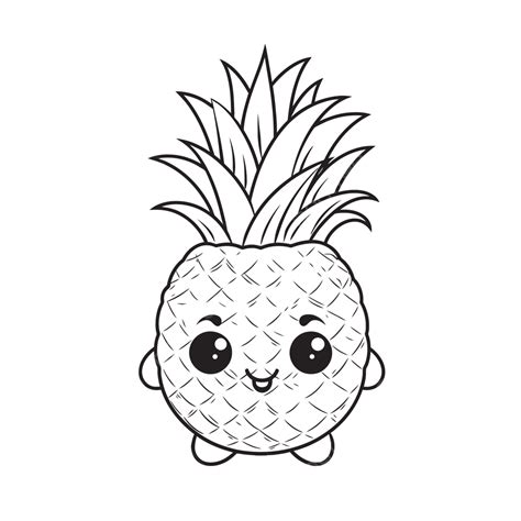 Disegno Di Kawaii Ananas Cartone Animato Da Colorare Pagina Contorno