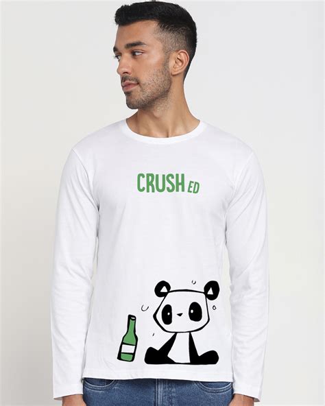 Buy Men's White Crushed Single Panda Graphic Printed T-shirt for Men ...