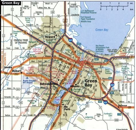 Green Bay City Road Map For Truck Drivers Toll Free Highways Map Usa