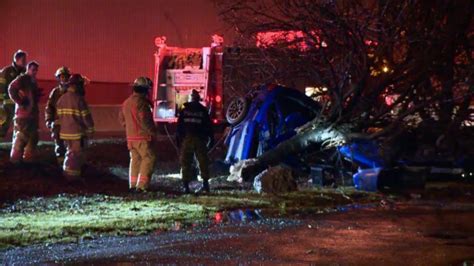 Driver Strikes Lamppost Tree In Spectacular Crash In Lachine Ctv News