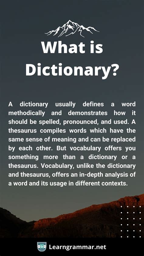 What Is Dictionary Vocabulary Thesaurus Complete English Grammar