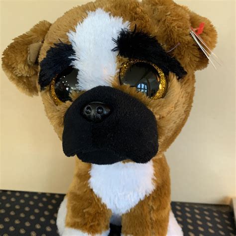 Ty Beanie Boo Boos Brutus The Boxer Puppy Dog Glitter Eyes With Tags