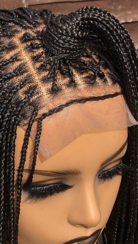 Ready To Shipbraided Wig Micro Knotless Braids Wig Closure Etsy