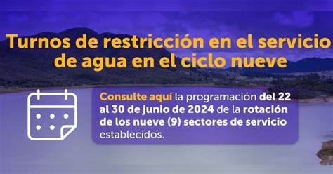 Racionamiento De Agua En Bogotá Del 22 Al 30 De Junio Noveno Ciclo