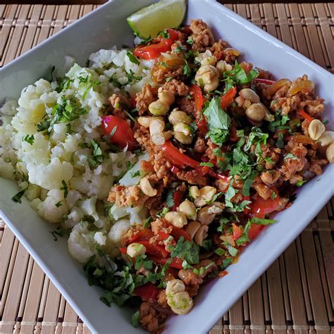 Sweet Chili Pork Bowl With Cauliflower Substituting For The Rice R