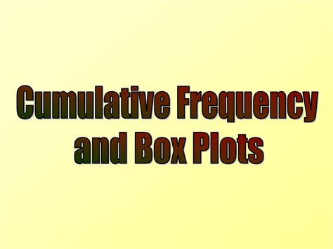 Cumulative Frequency And Box Plots Ppt Download