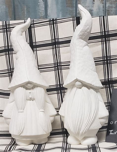 Ceramic Bisque Gnomes Ready To Paint Gnome Set Gnome Etsy