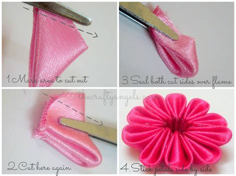 Kanzashi Ribbon Flower Tutorial 1 Ribbon Flower Tutorial Fabric