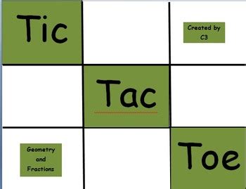 Tic Tac Toe Games Geometry And Fractions Tpt