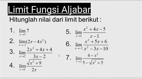 Limit Fungsi Aljabar Youtube