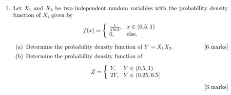 Solved 1 Let X1 And X2 Be Two Independent Random Variables