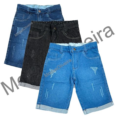 Kit Bermudas Jeans Shorts Masculino Infantil Juvenil Menino