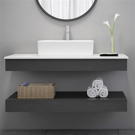 Luxury Modern 2435 Floating Wall Mount Single Bathroom Vanity Set