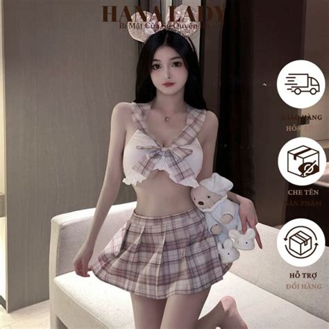 Đồ Ngủ Sexy Nữ Trang Phục Hóa Trang Cosplay Nữ Sinh Caro Yếm Gợi Cảm