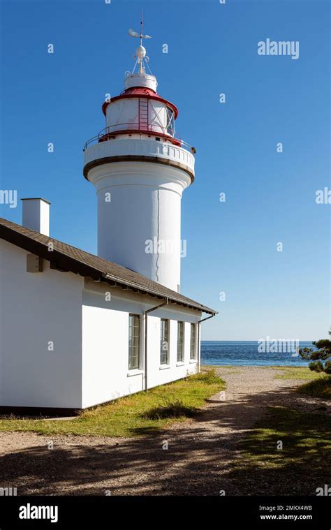 Denmark Jutland Djursland The White Round Lighthouse Sletterhage On