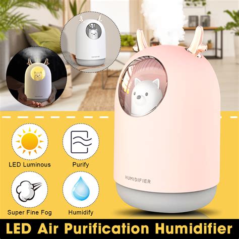 New 300ML USB Pets Air Humidifier LED Luminous Fine Fog Cool Steam