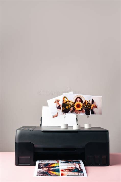 Modern Laser Printer Printing Color Photos of Women Close Up Stock ...