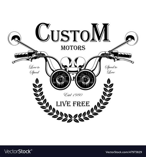 Black and white motorcycle emblem Royalty Free Vector Image