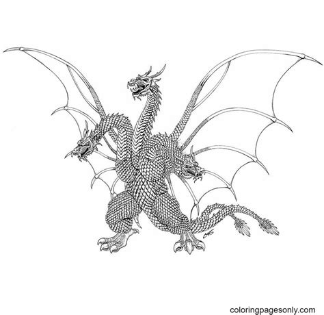 King Ghidorah Coloring Pages Coloringpagesonly