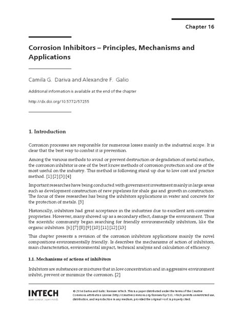 Corrosion Inhibitors - Principles, Mechanisms and Applications PDF | PDF | Cathode | Corrosion