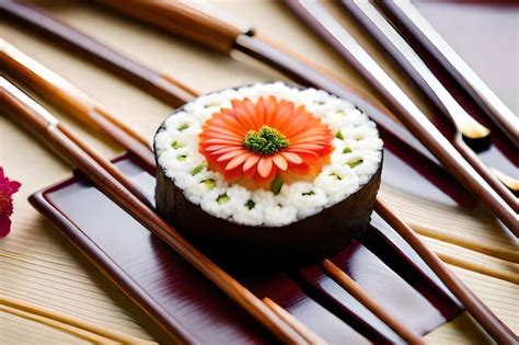 Premium Photo Sushi On A Wooden Chopsticks