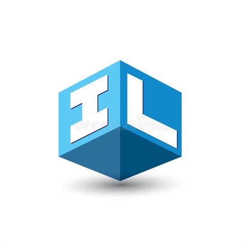 Letter Il Logo In Hexagon Shape And Blue Background Cube Logo With