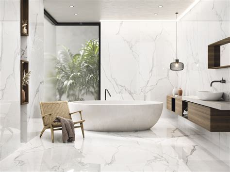 Carrelage Salle De Bain Imitation Marbre Blanc 120x280 Marble