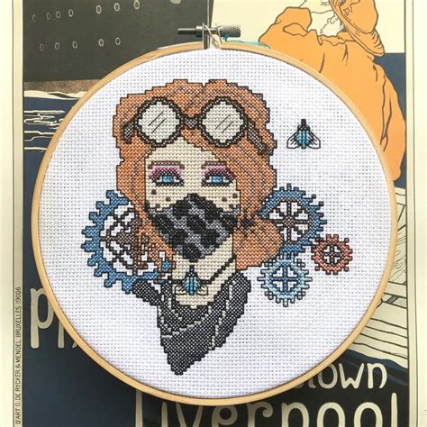 Cross Stitch DIY Kit Steampunk Girl Etsy