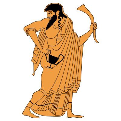 Standing Ancient Greek God Hermes With Caduceus Vase Painting Posters