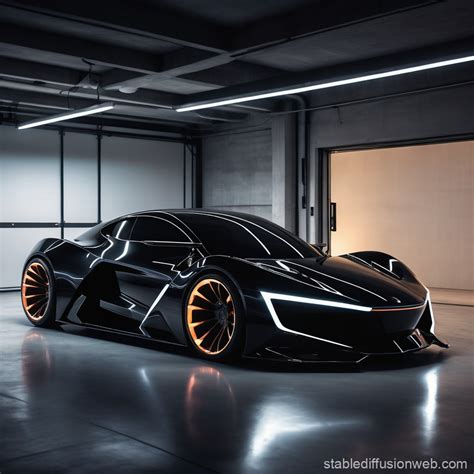 Luxury Sports Car In Futuristic Garage Stable Diffusion Online