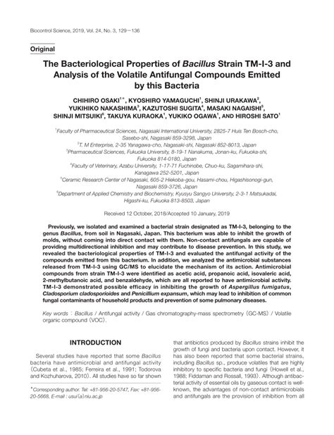 Pdf The Bacteriological Properties Of Bacillus Strain Tm I And