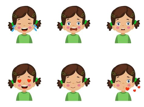 Conjunto de emoticonos emoji de expresión de cara de niño lindo