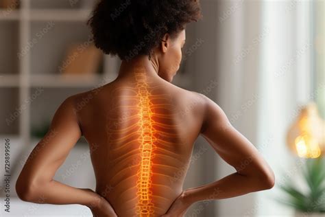 Neck And Lumbar Pain Intervertebral Spine Hernia African Black Woman