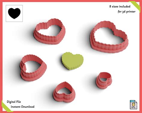 Scalloped Heart Cookie Cutter STL File Heart Cutter Stl Valentine S