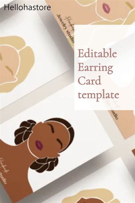 Editable Earring Display Card Template Canva Jewelry Display Girl