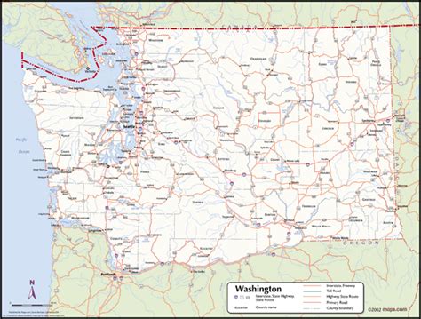 Washington Wall Map With Counties By Mapsales