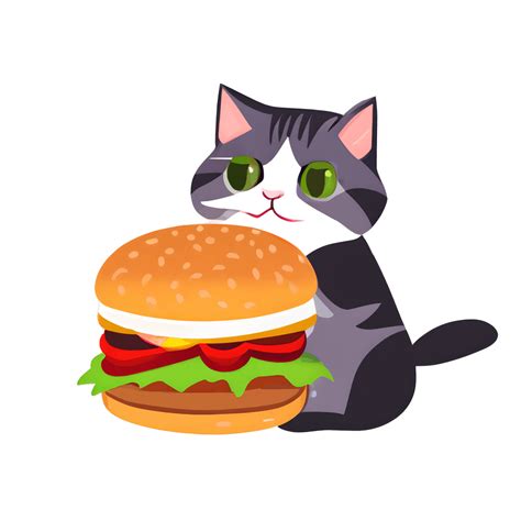 Cat Eating a Hamburger · Creative Fabrica