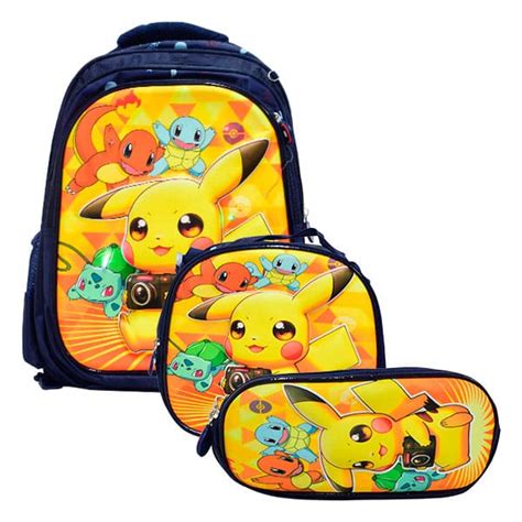 Mochila Luz Led Con Lapicera Lonchera D Dise O De Pikachu Y Dije En