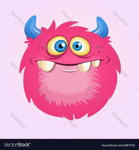 Happy Cartoon Hairy Monster Royalty Free Vector Image