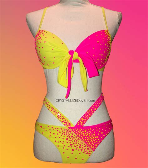 Hand Crafted Neon Custom Bikini European Crystals Crystallized Any