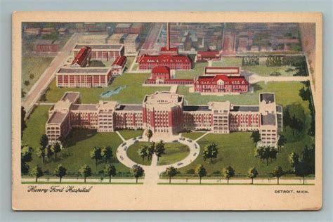 Henry Ford Hospital Detroit Birdseye Aerial View Michigan MI Postcard