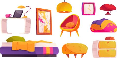 Princess Bedroom Furniture Set Royalty Free Vector Image