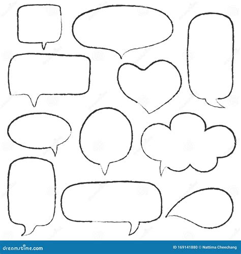 Vector Bubbles Speech Doodle Set Hand Drawn Stock Illustration Illustration Of Drawing