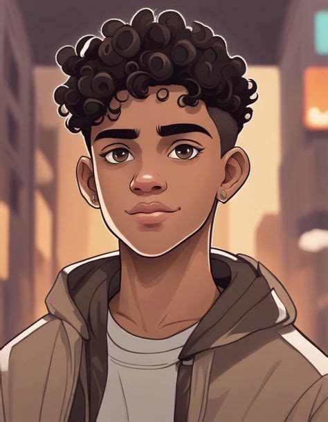 Cute Anime In Town In Black Anime Guy Afro Hair Drawing Anime