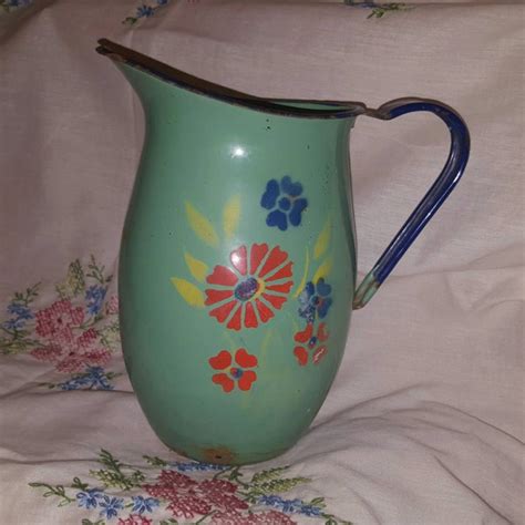 Enamel Pitcher Etsy