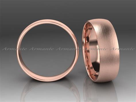 Rose Gold Rounded Wedding Band Hand Made Wedding Ring 14K