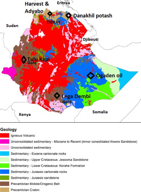 Geology Of Ethiopia With Key Mining Projects See Online Version For