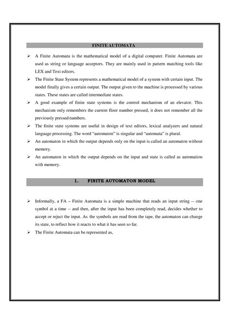 Toc Flat Flat 1 Finite Automaton Model Finite Automata A Finite