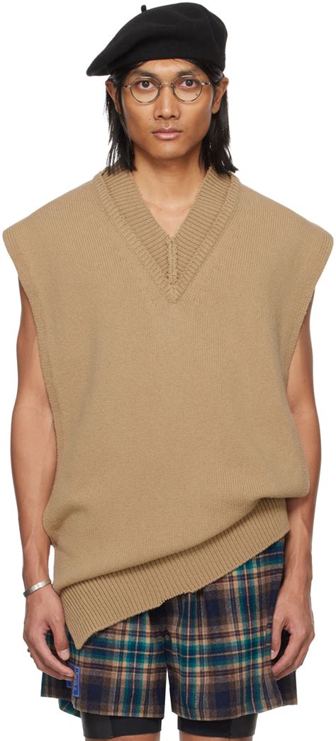 Tan Layered Vest By Maison Margiela On Sale