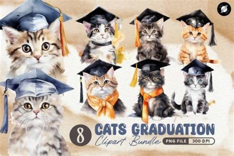 Cats Graduation Clipart Bundle Graphic By Universtock Creative Fabrica